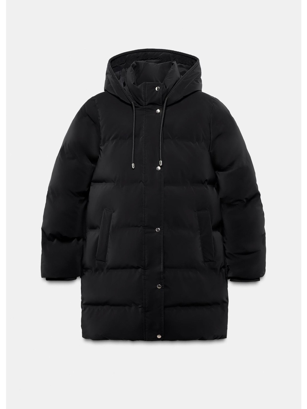 Zara Black Hooded Long Puffer Coat